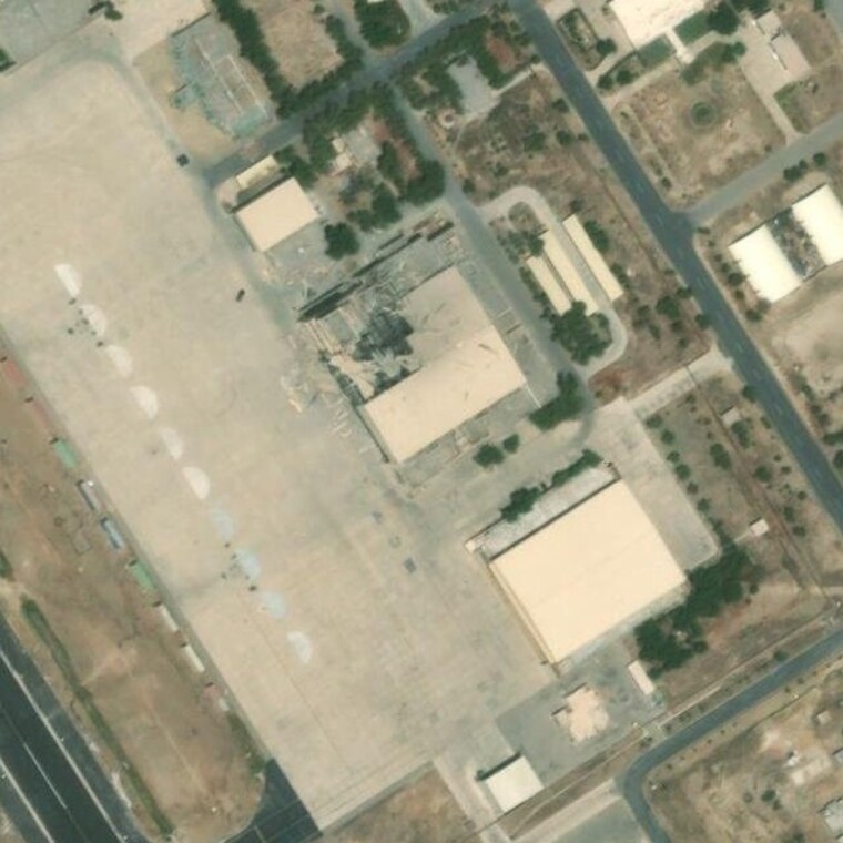 Jacobabad hangar with roof destroyed after the strike